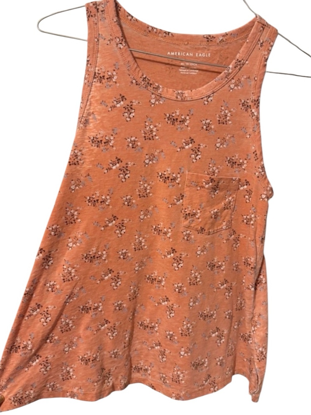American Eagle Outfitters Peach Floral Pocket Tank